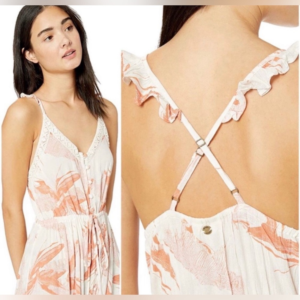 Roxy Maxi Dress Orange/White Size M - Picture 2 of 3